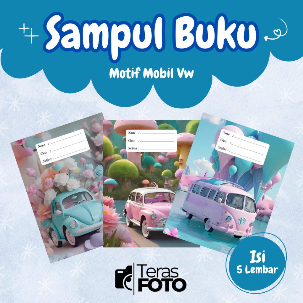 (Isi 5 Lembar) SAMPUL BUKU MOTIF ESTETIK VW / SAMPUL BUKU TULIS SIDU CAMPUS BIGBOSS / SAMPUL BUKU BO