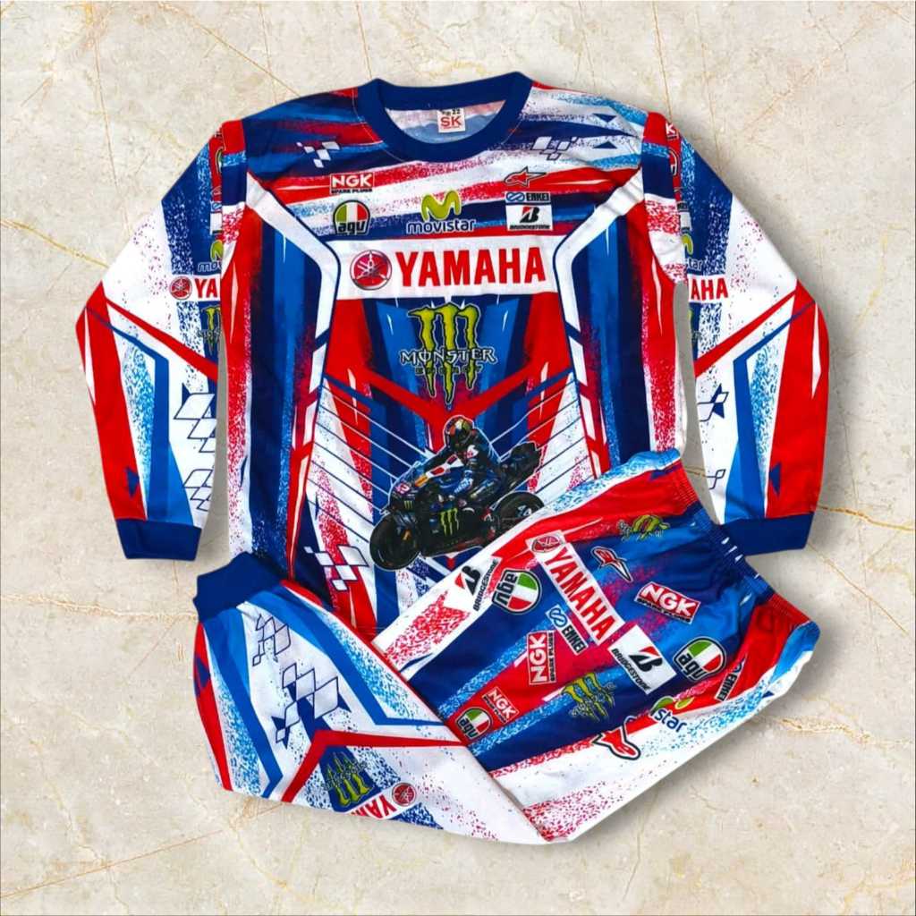 Setelan Baju Printing Anak Bayi SD Balap Motor GP Racing HONDA YAMAHA Rossi Marques
