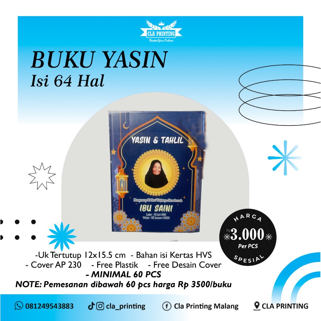 Buku Yasin Custom Lengkap Free Desain & Packing