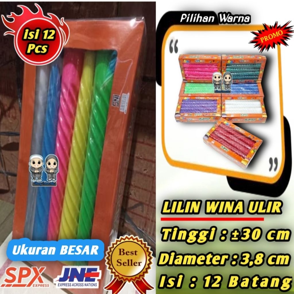 (12 Batang)Lilin Ulir Wina Besar tinggi 30cm,Lilin Ulir Natal Besar,Lilin Natal Ulir