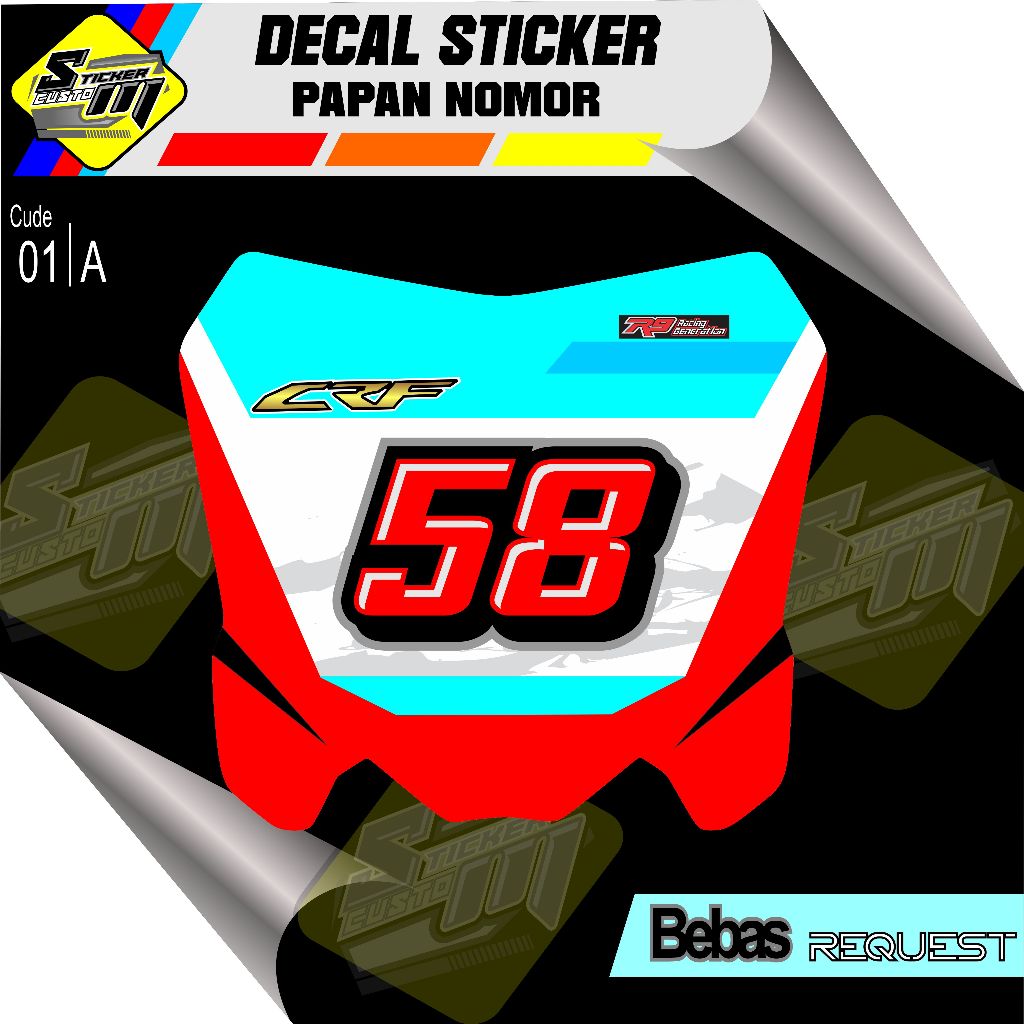 DECAL STICKER PAPAN NOMOR CRF.KLX.SUPERMOTO DLL SP 01