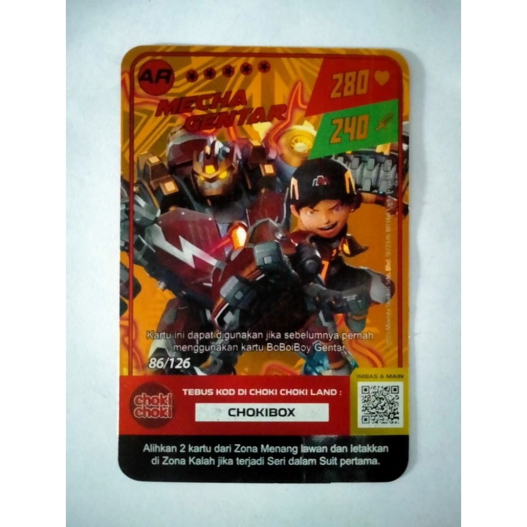 Kartu Secret AR Choki-choki Boboiboy Mecha Gentar