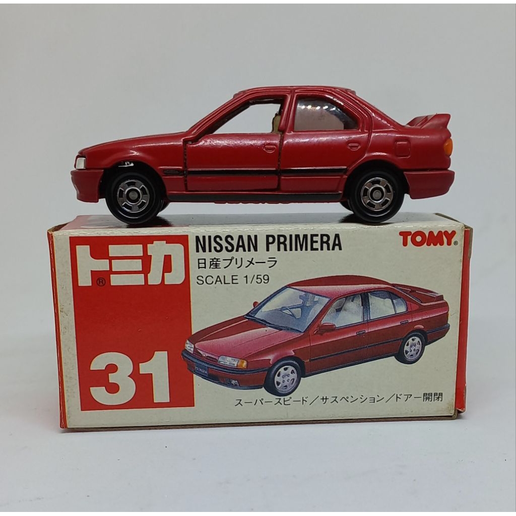 tomica nissan primera 31 tomy merah loose diecast no mulus (t)