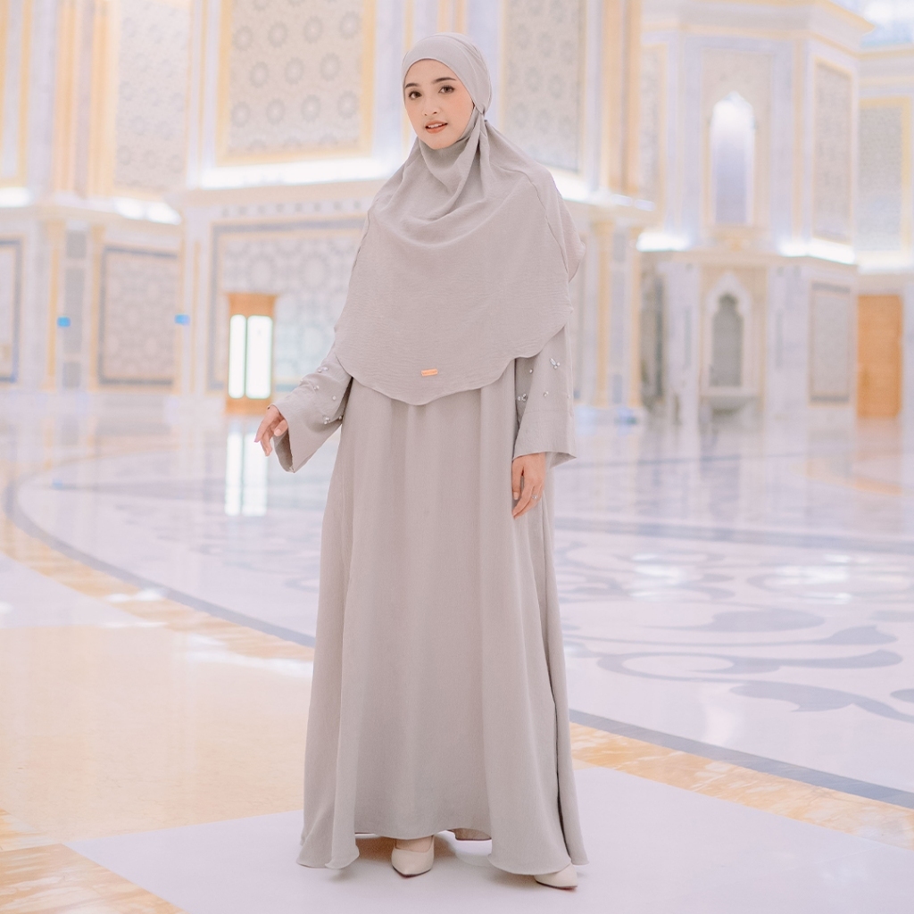 Lozy Hijab - Haiba Abaya Set (Abaya Set French Khimar Haji dan Umrah Bahan Crinkle Premium)