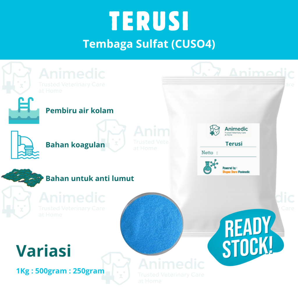 Animedic Terusi/ Cupri Sulfat/ Tembaga Sulfat/ Penghilang Lumut Air