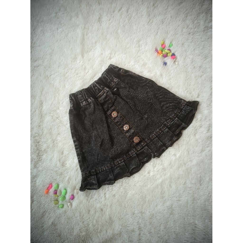 ROK JEANS ANAK PEREMPUAN / ROK REMPEL ANAK / ROK JEANS DENIM / ROK JEANS PINGGANG KARET