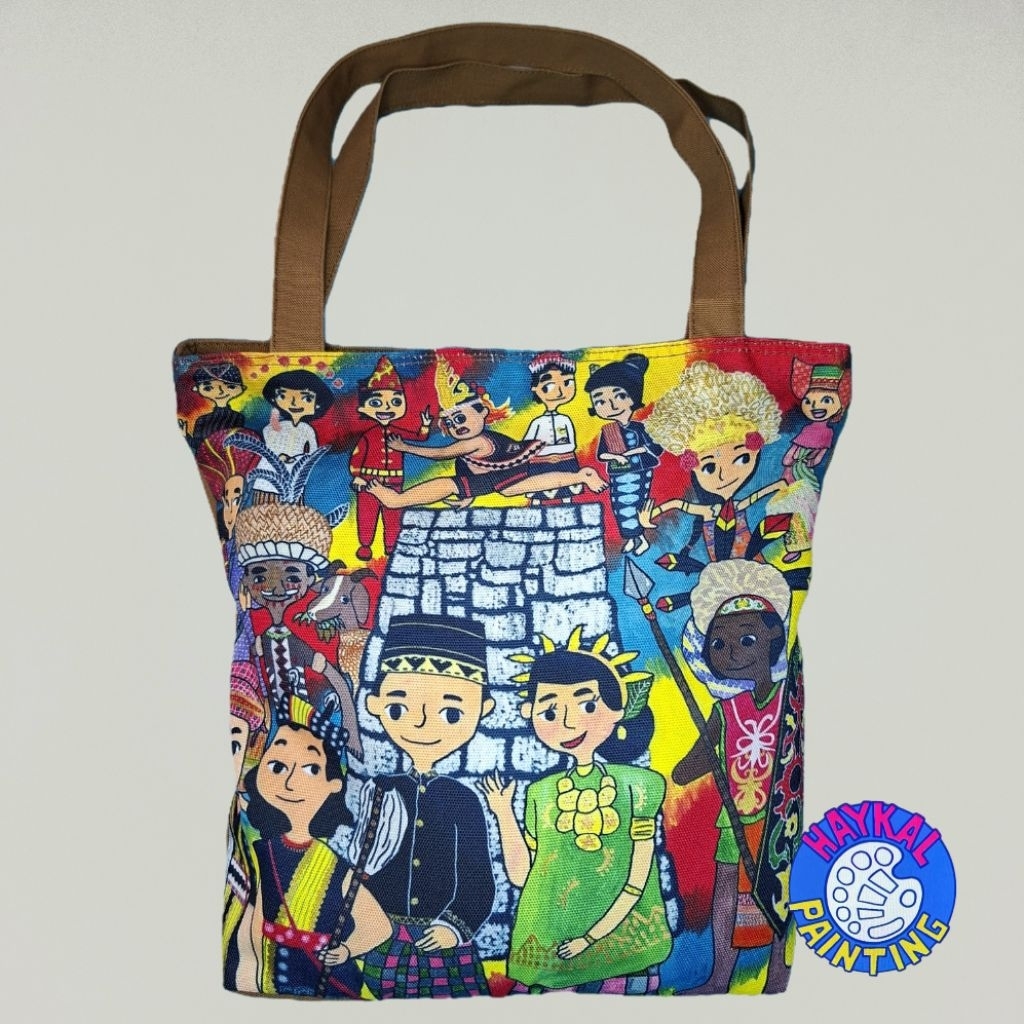 Tas Bahu Wanita Haykal Painting Unik Ringan Kanvas Tali Pendek Ukuran Sedang