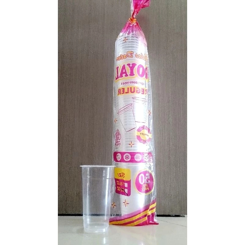 Gelas 22 SLIM ROYAL (50 pcs) - Gelas SLIM- Gelas Plastik uk 18 22 - Gelas ES TEH / Gelas ROYAL 18 Oz