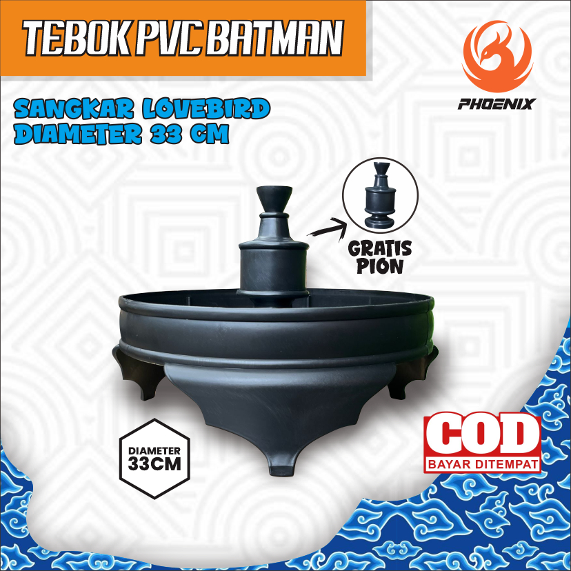 TEBOK PVC SANGKAR LOVEBIRD | SOGON DIAMETER 33 CM WARNA HITAM
