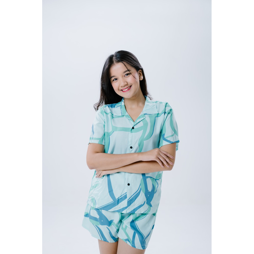 Pyama pendek wanita One set baju santai ptremium setelan rayon bali motif viral harga Produksi langs