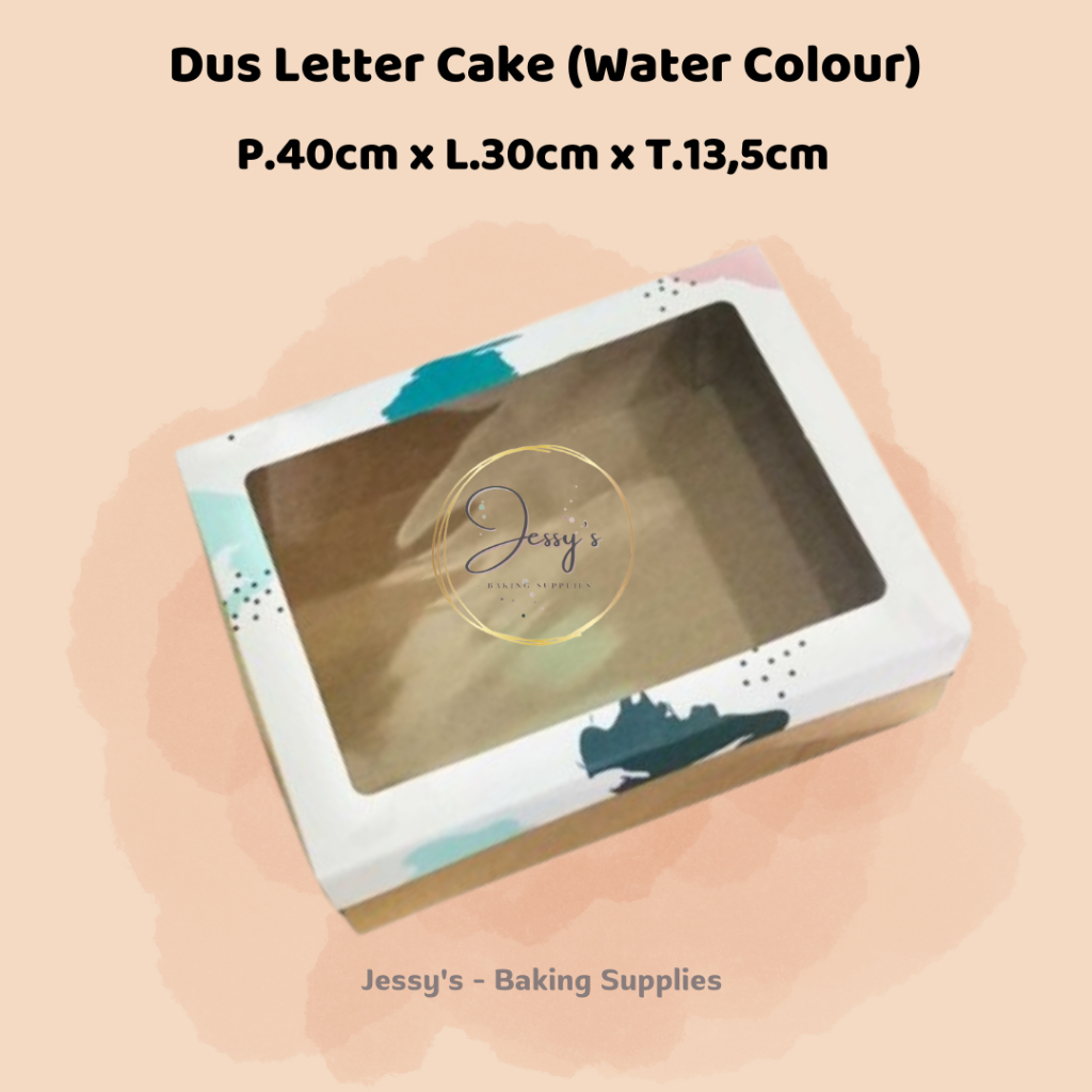 Dus Box Letter Cake Sheet Cake Kotak Kue Cake Mika 30 x 40 x 13,5 (Water Clour)