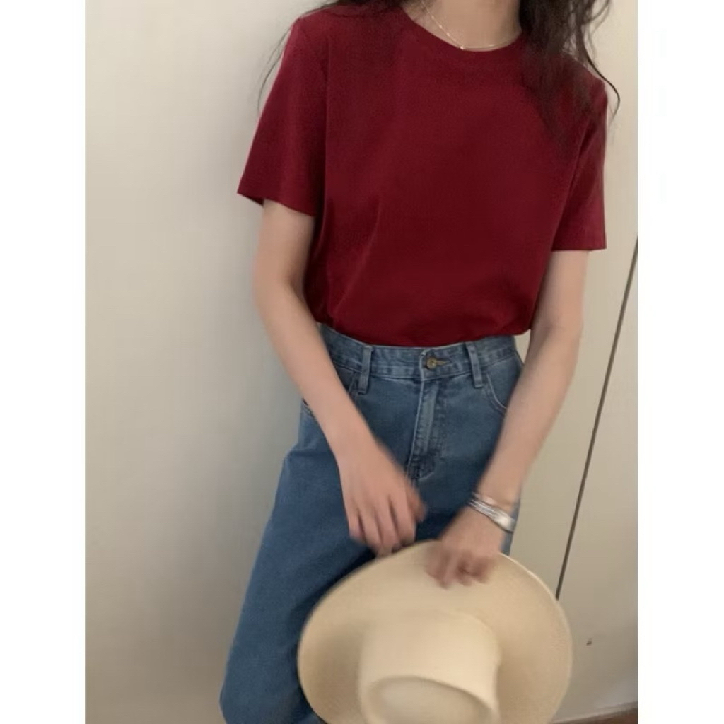 LILO Basic Pastel Tee | Kaos Polos Wanita Lengan Pendek | Baju Wanita Korea | Kaos Pastel Wanita Pri