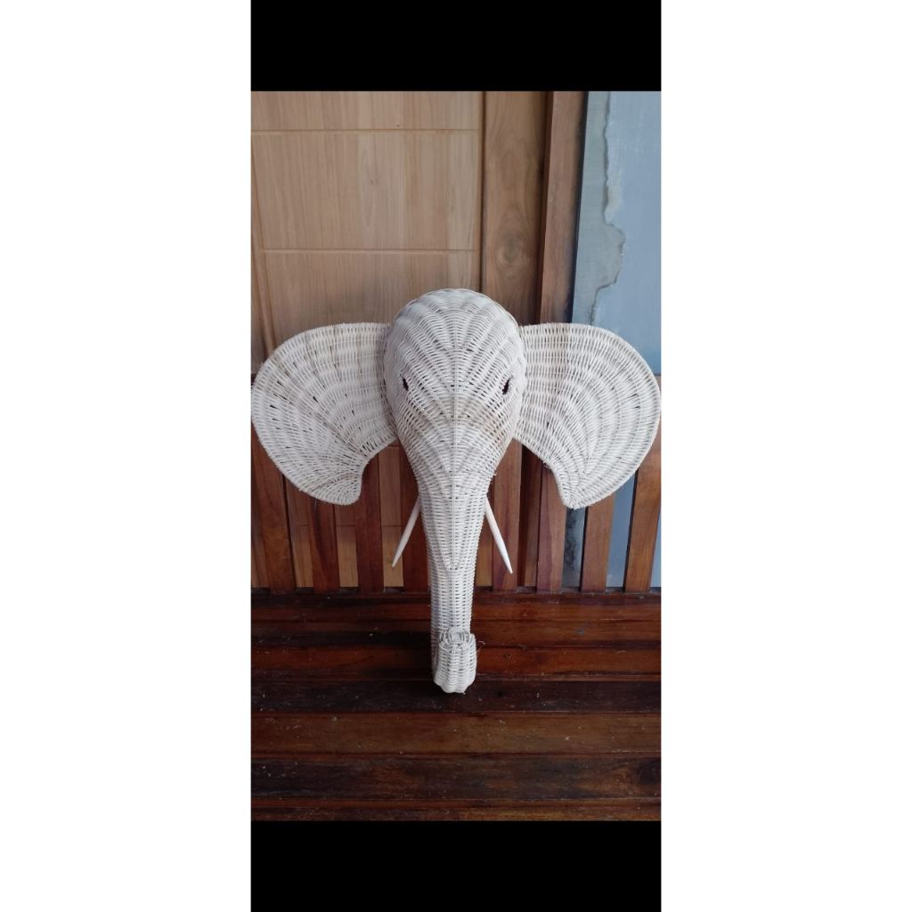 kepala gajah rotan/hiasan kamar anak/dekorasi dinding rotan model gajah