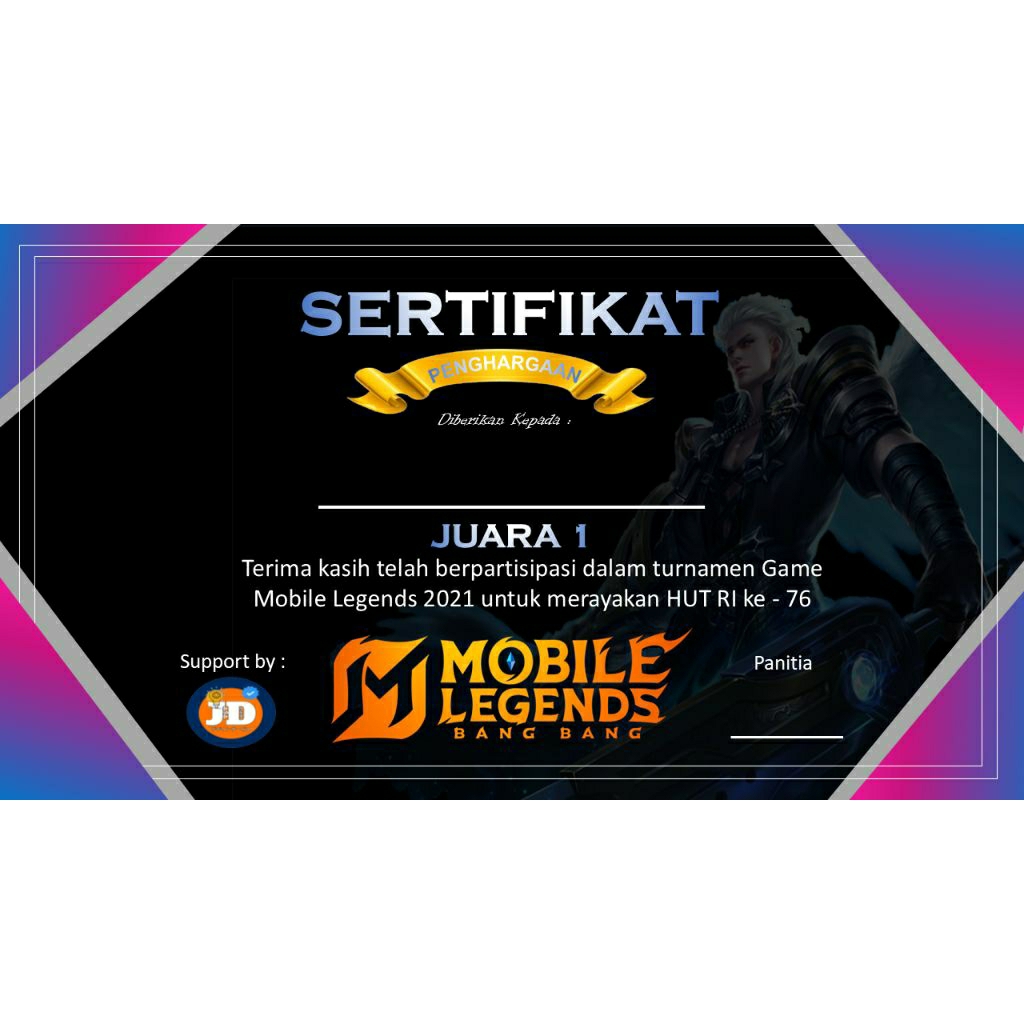 Desain Sertifikat Event Mobile Legend