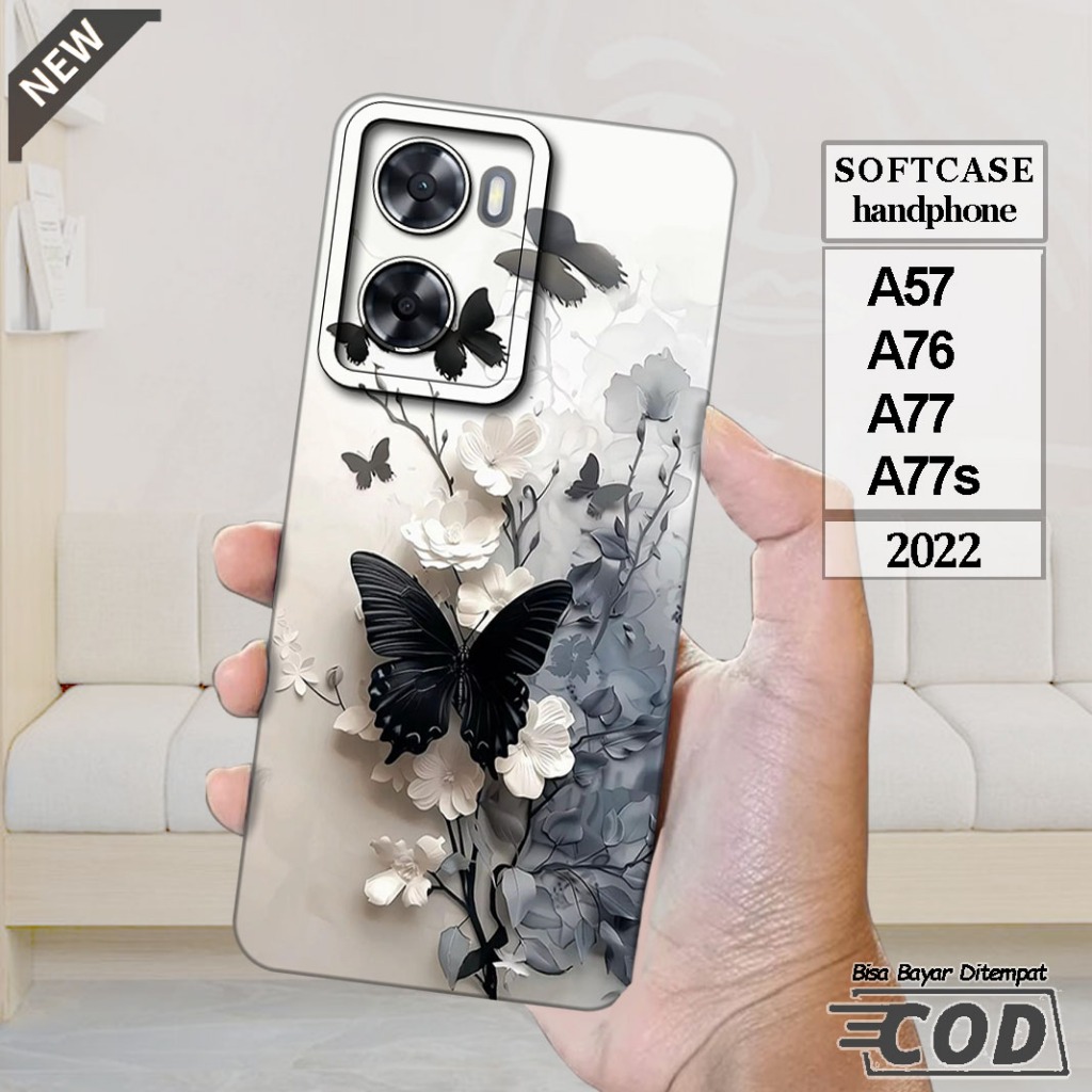 Case OPPO A57 _OPPO A76 _OPPO A77 _OPPO A77s  -Casing Silikon  hitam bening lentur elastis keren