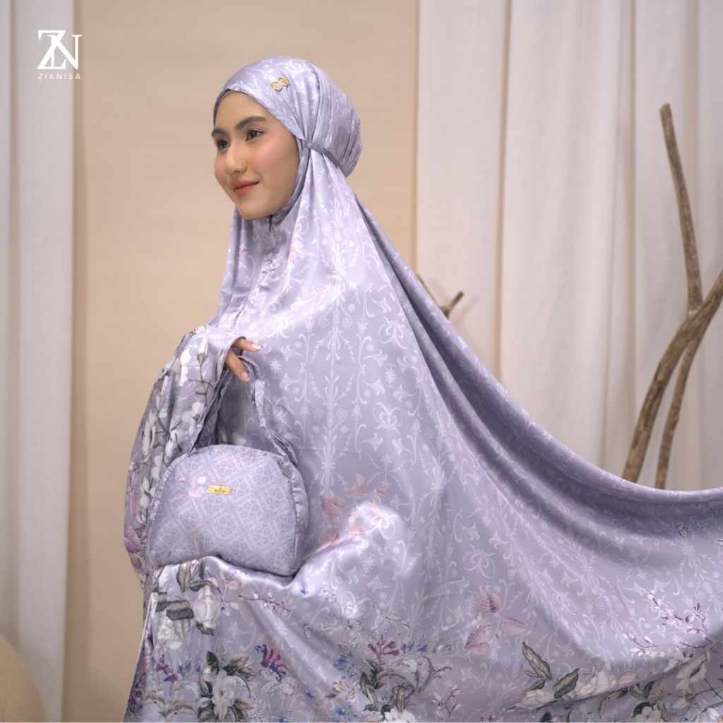 ZIANISA x BANESKA - Mukena Dewasa Premium Silk 2in1 Aqueela Series | Mukena Jumbo Free Sajadah Muka
