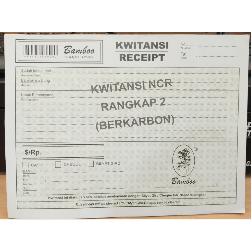 BAMBO KWITANSI NCR RANGKAP 2 (BERKARBON)