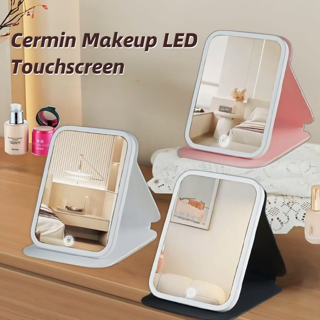Cermin Portable Touchscreen LED | Cermin Lampu LED Recharger •Indostar•