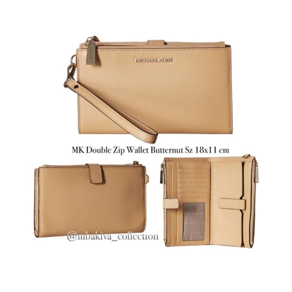 MK Double Zip Wallet Butternut