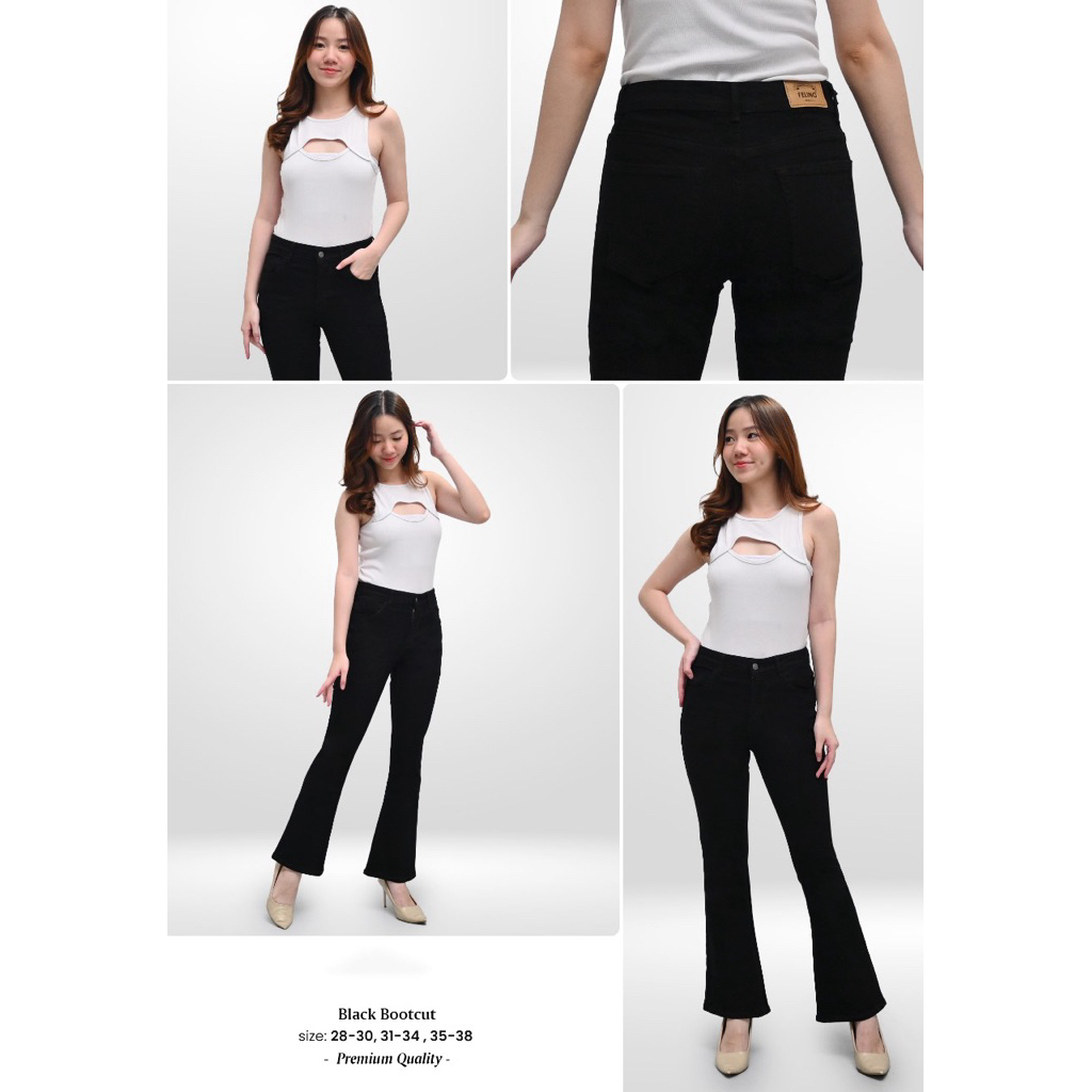 CELANA SHAKIRA CUTBRAY JEANS/CELANA CUTBRAY HITAM BASIC WANITA BAHAN SOFTJEANS STRETCH