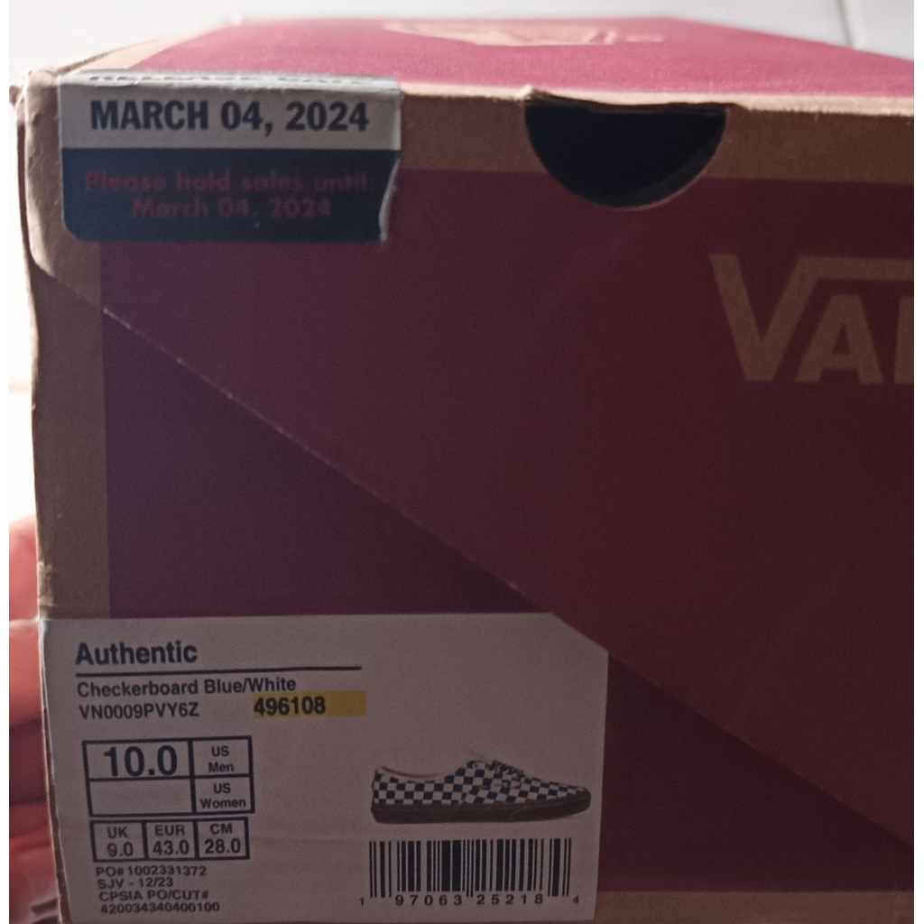 vans original blue chessboard warna biru putih ukuran 43