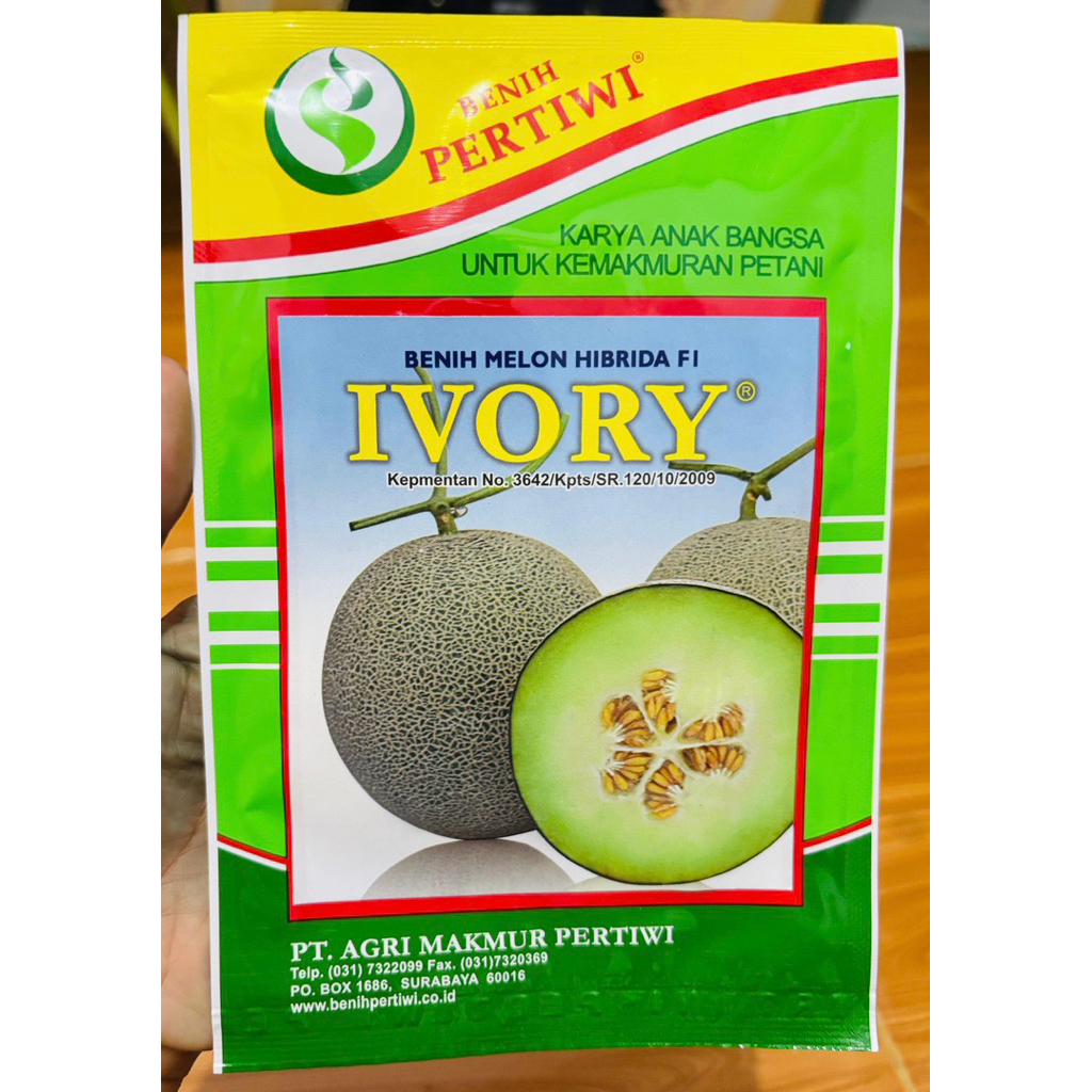 Benih Biji Melon Ivory kemasan 13gr Cap Pertiwi