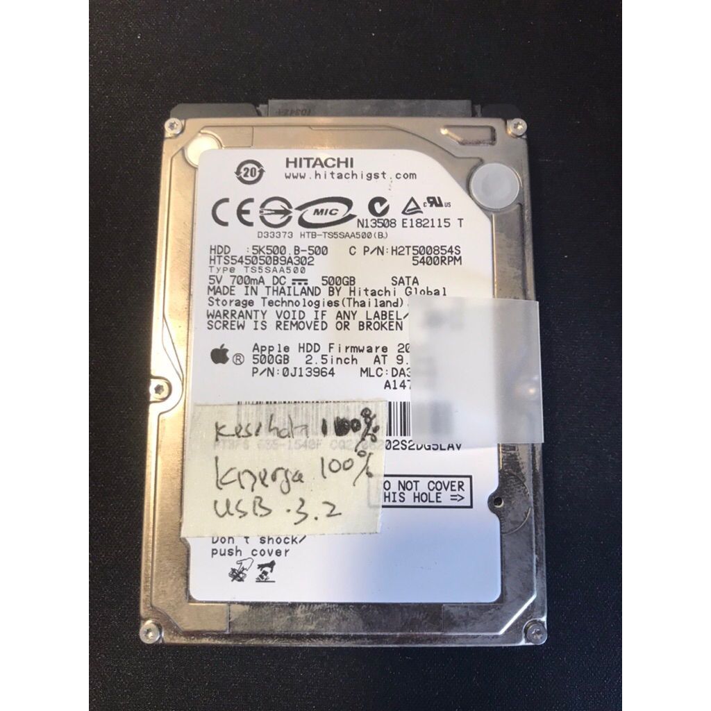Hardisk laptop HITACHI 500gb sentinel 100%
