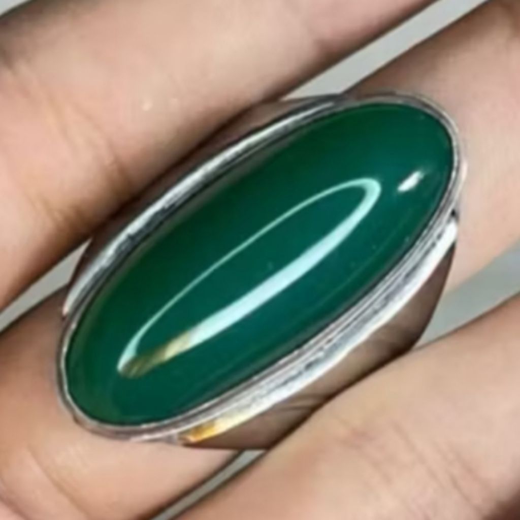 cincin batu akik pandan hijau garut ring monel