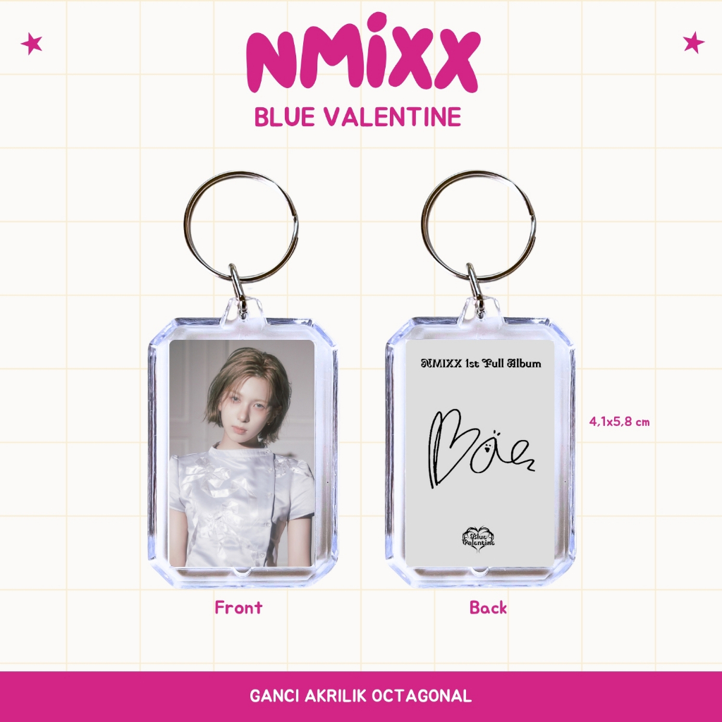 GANCI AKRILIK NMIXX BLUE VALENTINE KEYCHAIN GANTUNGAN KUNCI ACRYLIC KPOP UNOFFICIAL BAE JIWOO KYUJIN