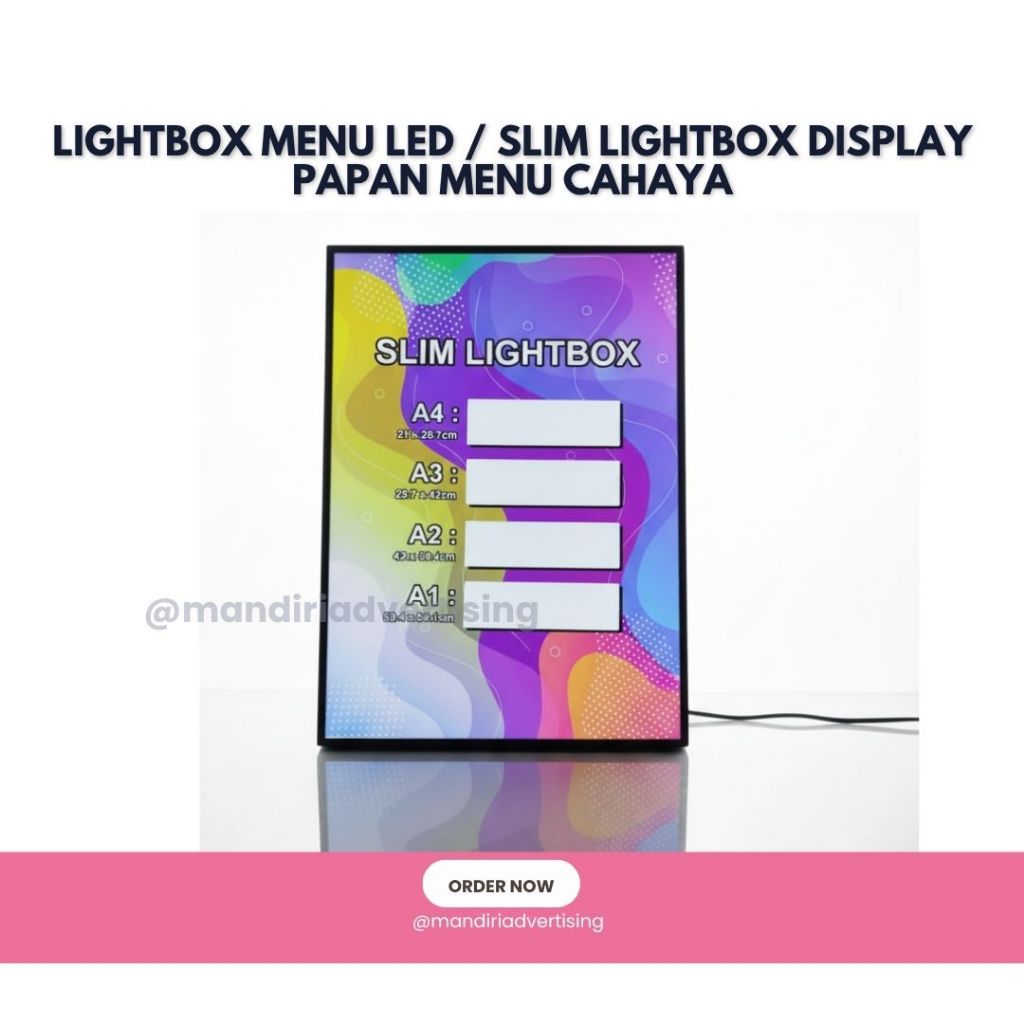Lightbox Menu LED / Slim Lightbox Display – Papan Menu Cahaya Elegan untuk Resto, Kafe & Toko