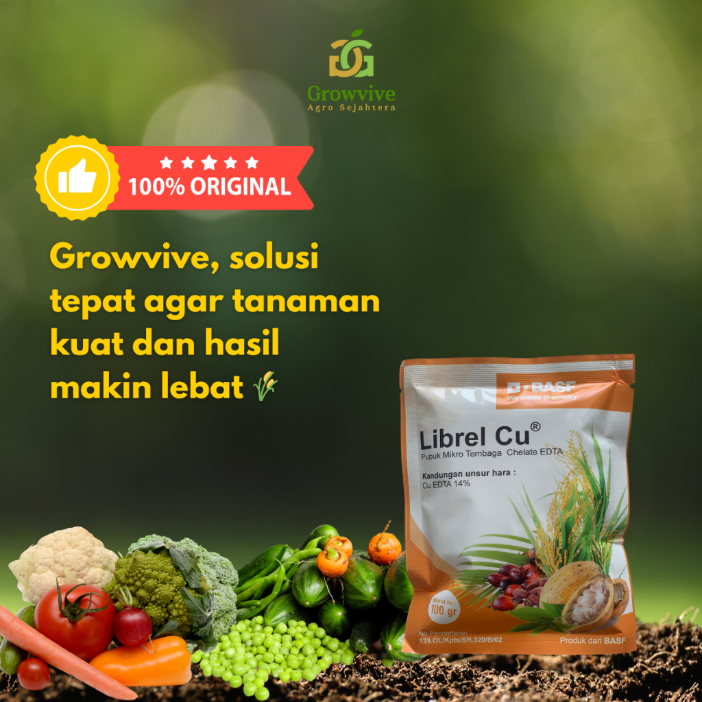 Pupuk Mikro Librel Cu 100 gram Sumber Cu untuk Hidroponik dan Meningkatkan Fungsi Enzim Tanaman