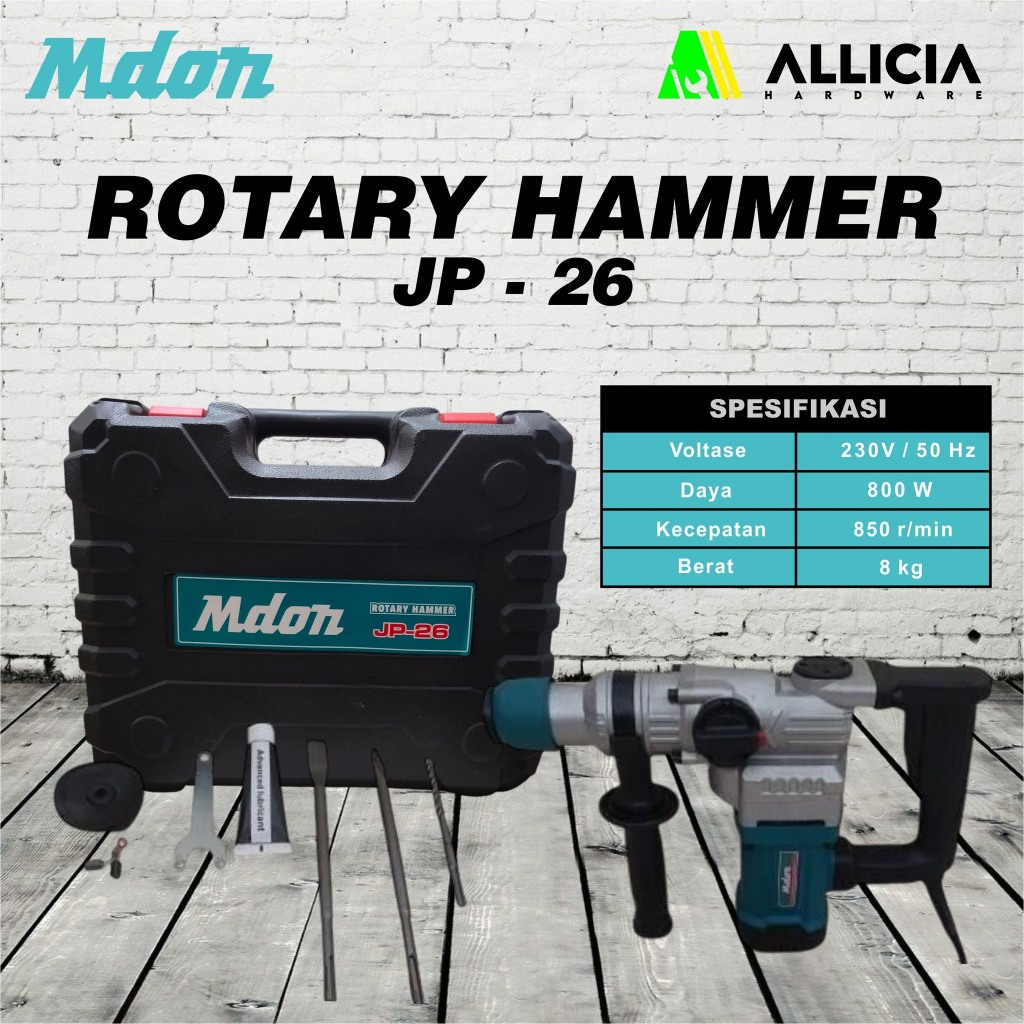 Mesin Bor Bobok Beton/Rotary Hammer Drill JP-26 Merk Mdon