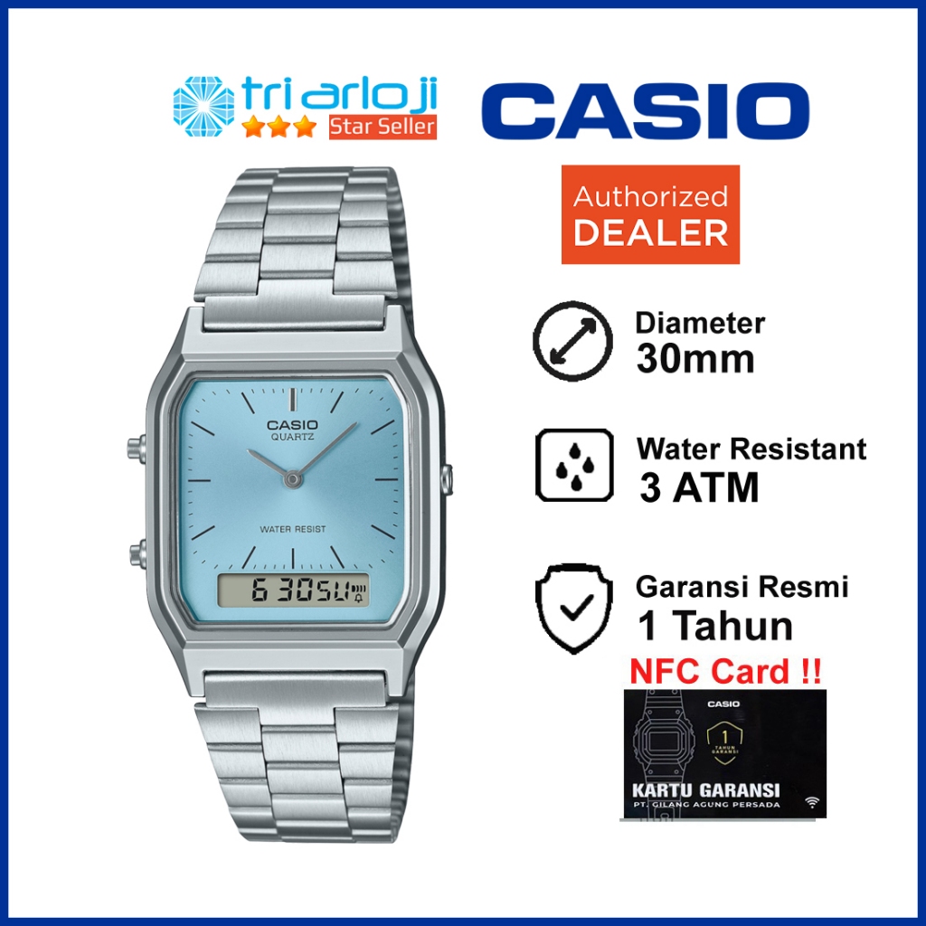 CASIO AQ-230A-2A1MQYDF Jam Tangan Unisex Stainless AQ-230A-2A1 AQ230A AQ 230A 2A1MQYDF