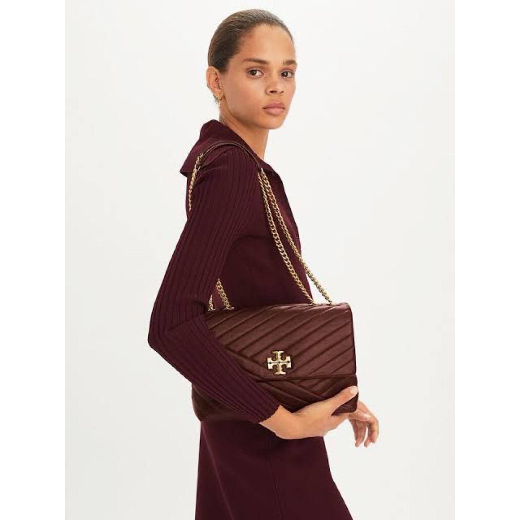 Tory Burch Kira Chevron Small Convertible Shoulder Bag Tempranillo / TB Kira Chevron Small