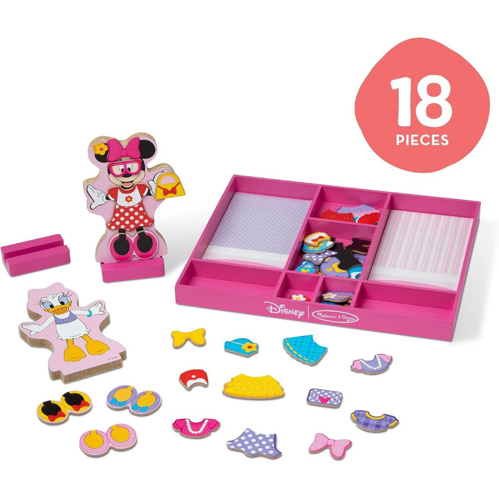 Melissa & Doug Disney Minnie Mouse & Daisy Duck Magnetic Dress-Up Wooden Dolls Pretend Play Set (40+