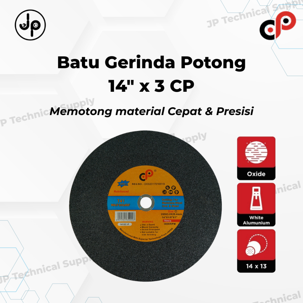 Batu Amplas Gerinda Bulat Potong 14 Inch x 3 CP | Cutting Wheel Besi Poles Gurinda Duduk