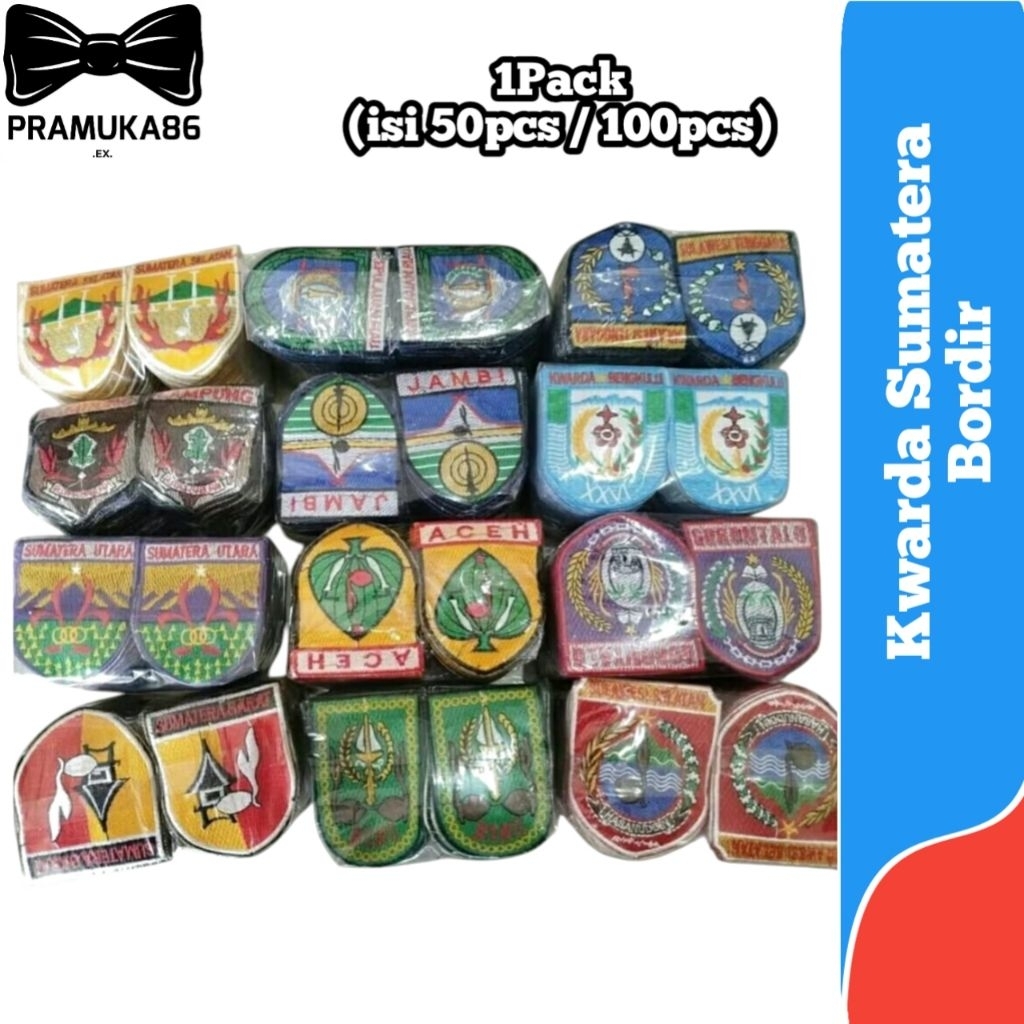 1Pack Bed Kwarda Sumatera Bordir / Badge Kwarda Pramuka Provinsi Sumatera / Kwarda Aceh / Kwarda Sum
