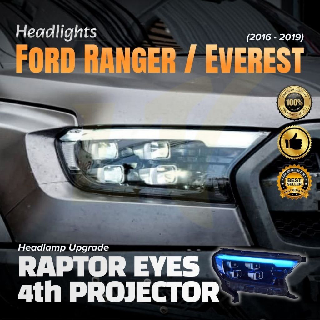 FORD RANGER / EVEREST (2016 - 2019) - LAMPU DEPAN, HEAD LAMP, HEADLAMP - UPGRADE RAPTOR EYES - 4th P