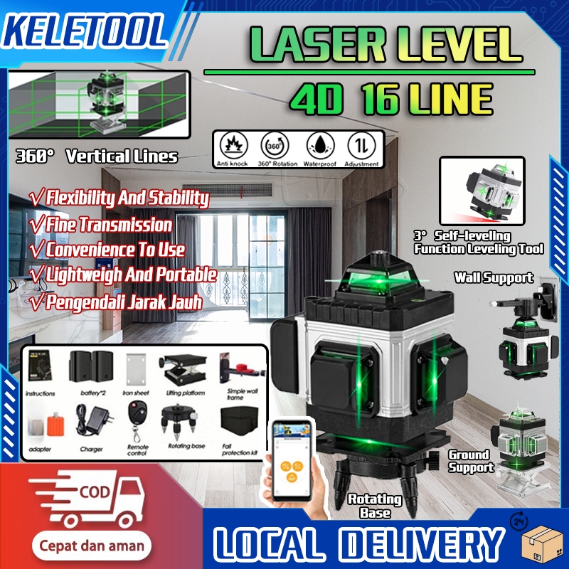 Laser Level 4D 16Lines bangunan waterpass laser pasang keramik laser Tingka waterpas laser Levelleve