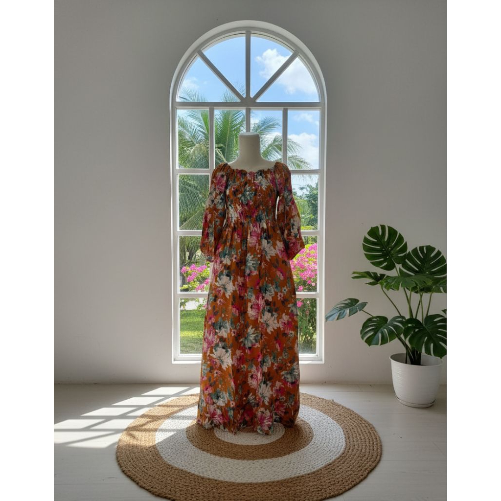 LONGDRESS KERUT DADA DASTER PANJANG