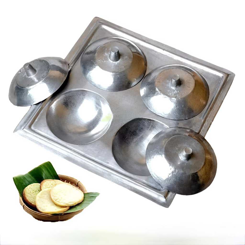 Loyang Cetakan Kue Serabi + Tutup TS [4 Lubang] / Cetakkan Jajanan Pasar Bulat / Loyang Kompor FREE 