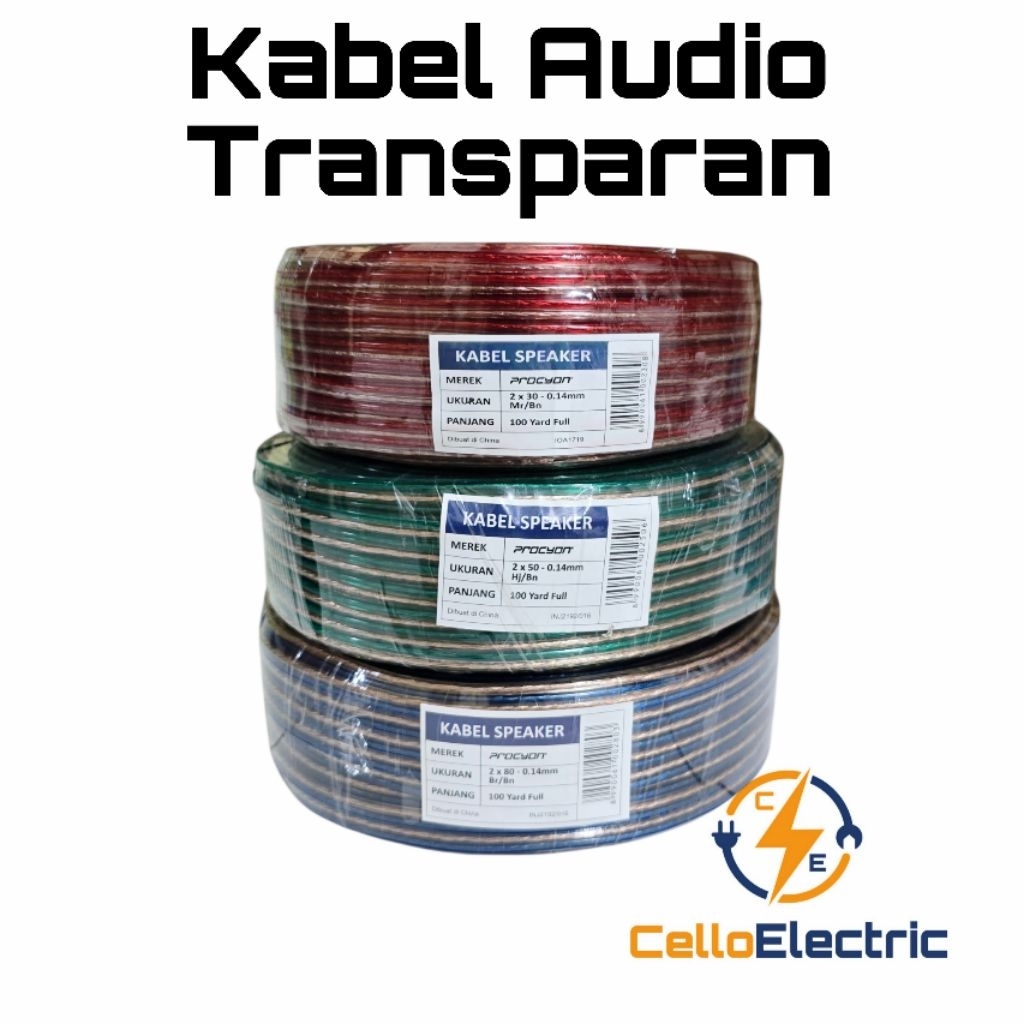 Kabel Transparan 2x50 (1 Roll 100 Yard) - Kabel Audio Transparan 1 Roll