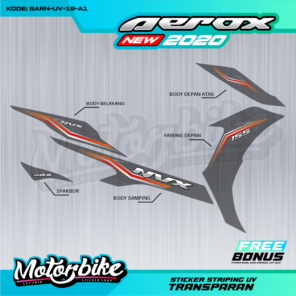 STRIPING UV AEROX NEW MOTOR YAMAHA AEROX BENING STIKER ORIGINAL MOTIF -SARN-UV