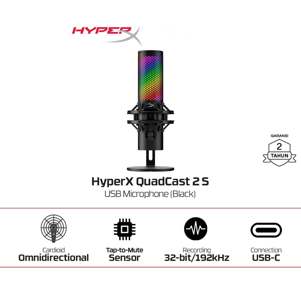Microphone Gaming Kingston HyperX QuadCast 2 S RGB - USB Mic For Streamers