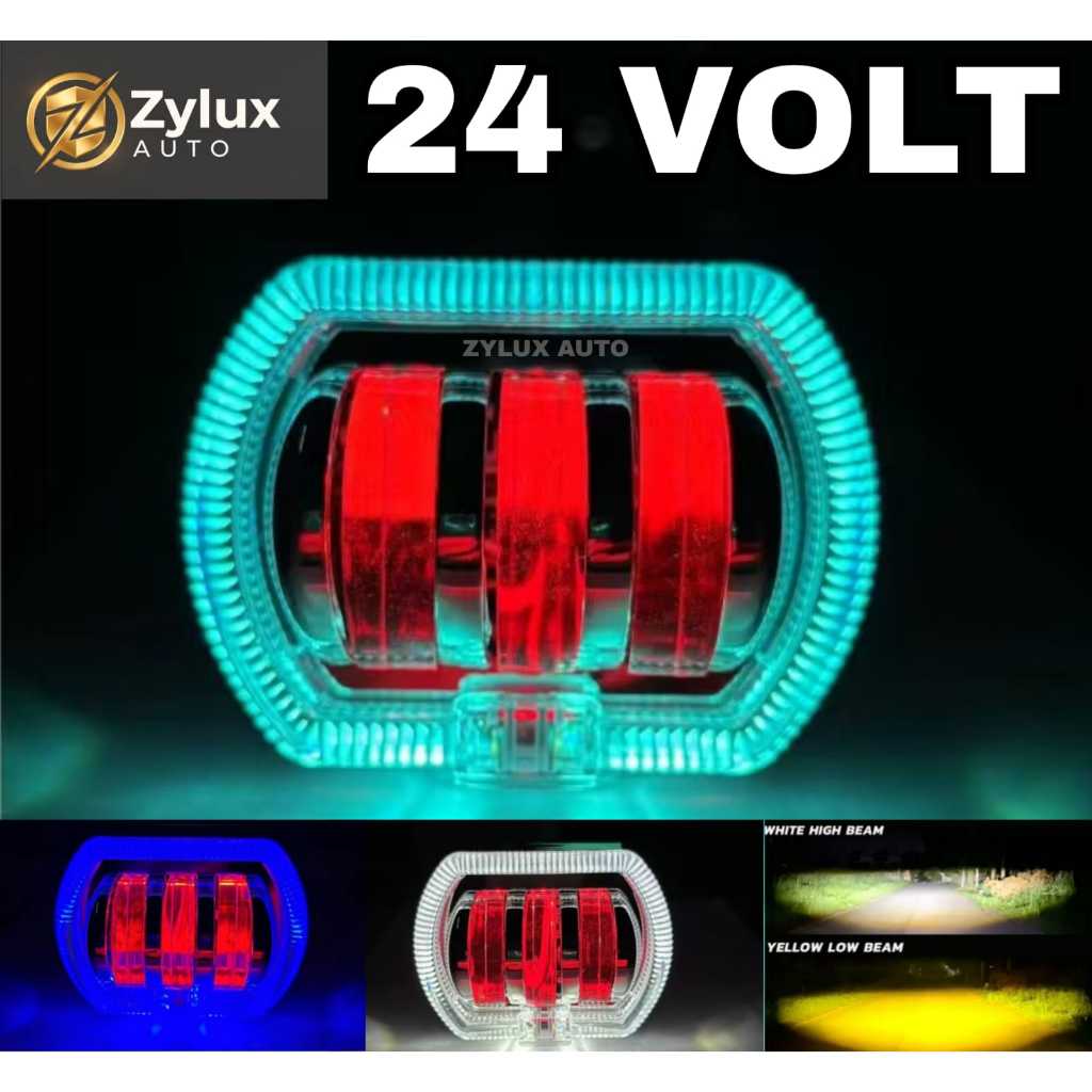 Lampu Tembak Sorot Depan LED Daymaker Biled 3 Mata 24 Volt Shroud Crystal 2 Warna Truk Bus Tronton C