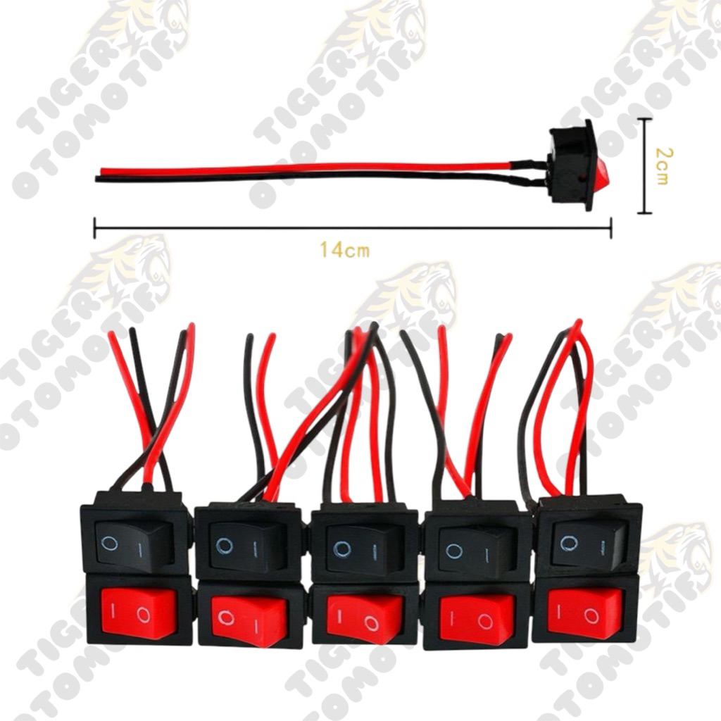 Saklar On Off Petak 2 Pin Tombol Merah Switch Tombol On/Off Universal Motor Mobil Perabotan Kelistri