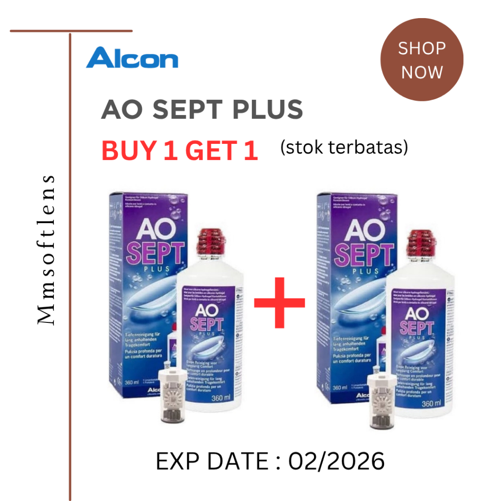 BUY 1 GET 1 FREE Cairan Pencuci Softlens AO SEPT PLUS 360ml bisa untuk RGP by Alcon