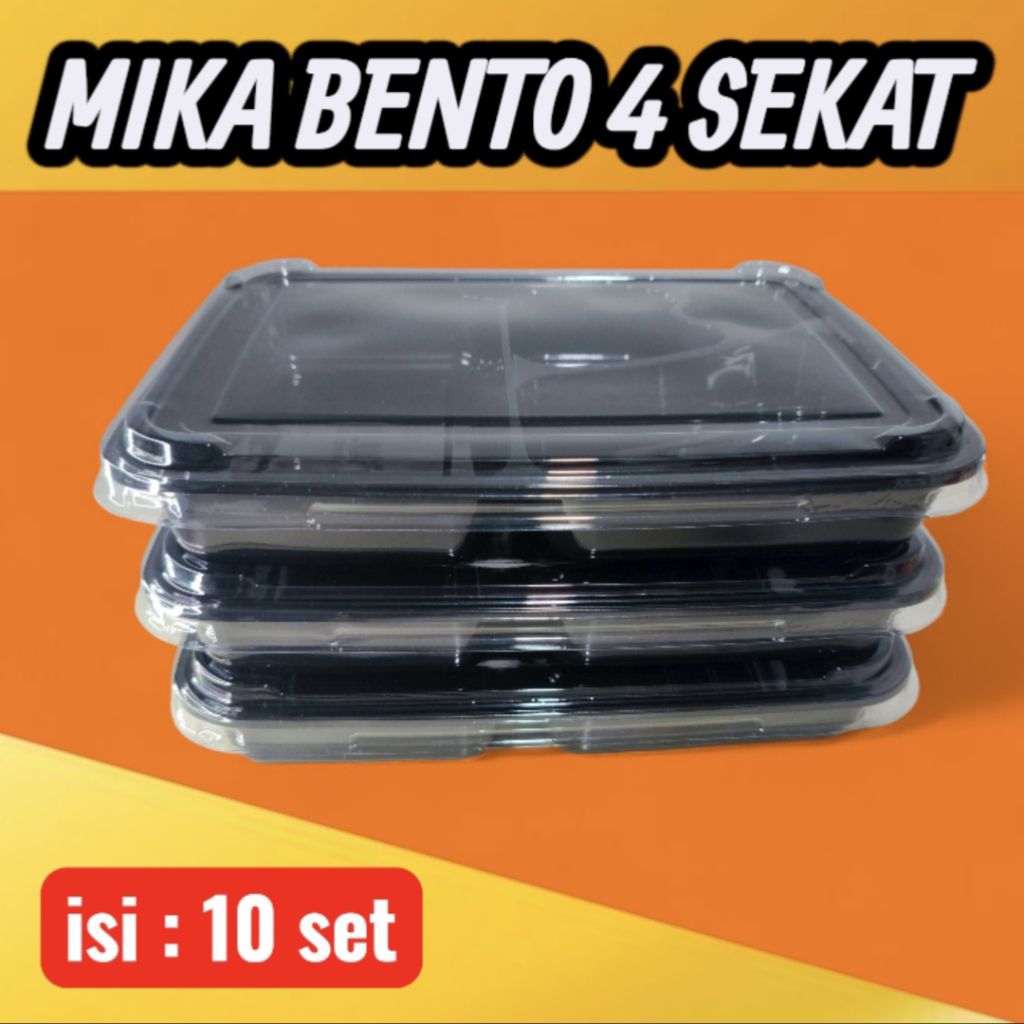 mika bento 4 sekat mika bento catering kotak makan 4 sekat tempat makan plastik 4 sekat