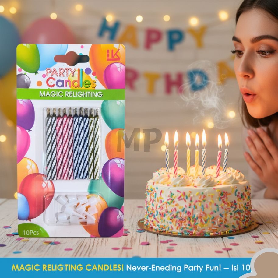 Lilin Magic LK/ Lilin Magic Relighting Candle/ Magic Candle/ Lilin Ulang Tahun Magic Isi 10PCS
