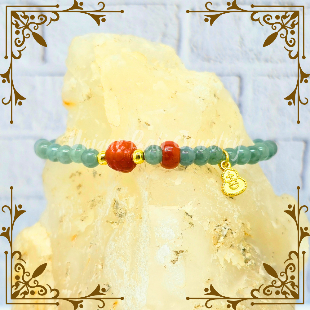 Gelang Giok Batu Burma Jade + Kura Bersertifikat Limited